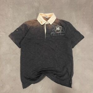 VTG Nike Y2K Cotton Polo Shirt Sz Mens‎ Small Black #72 Back Hit Double Print